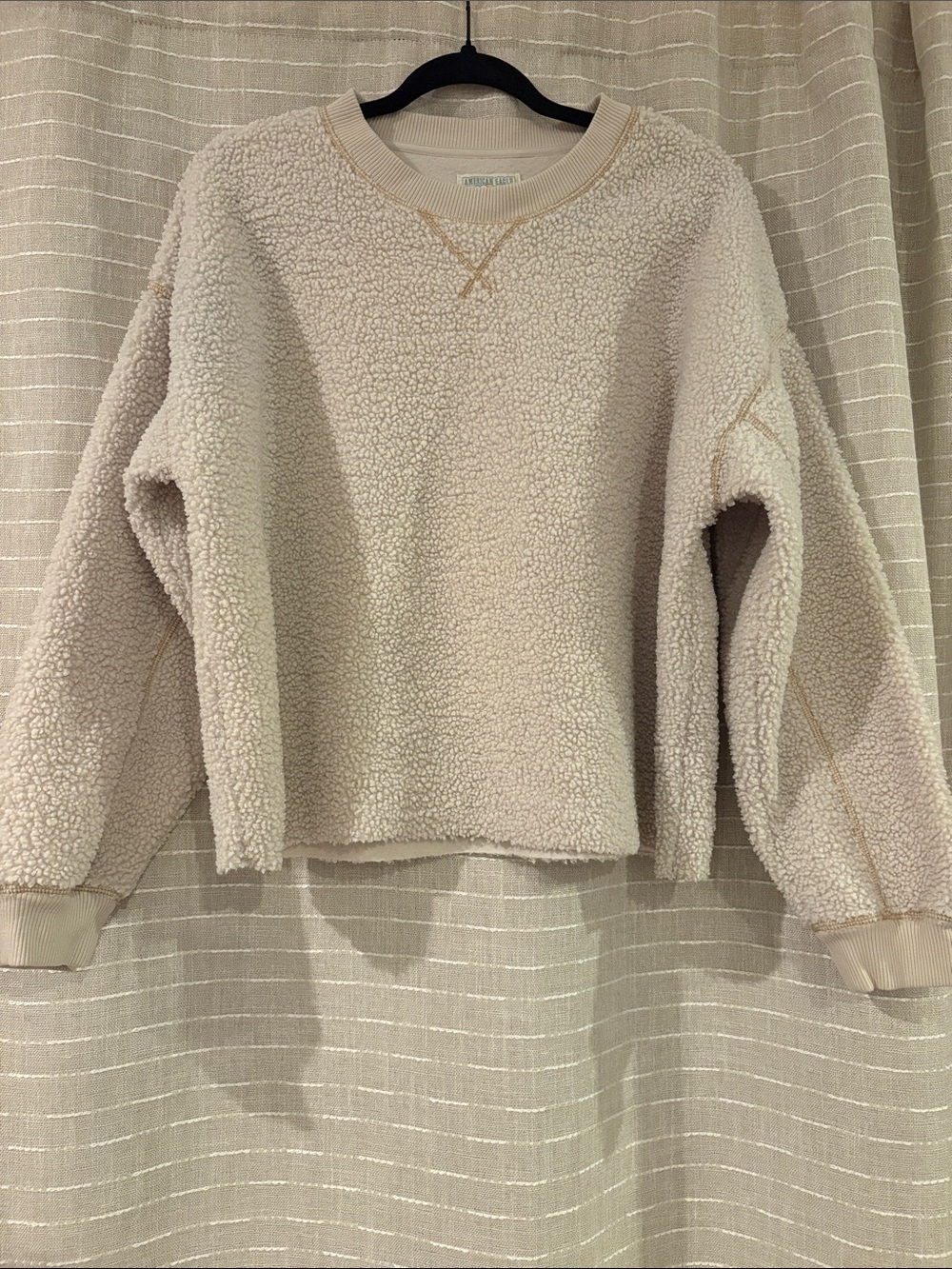American eagle Cream Sherpa Crewneck Sweatshirt